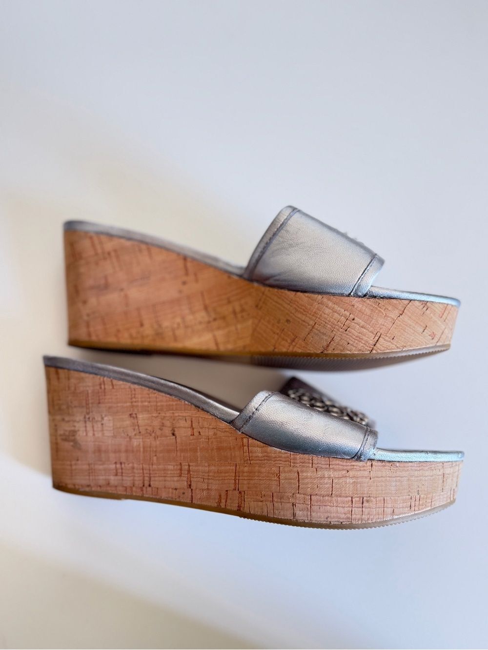 Coach Judith Metallic Silver Wedge Slide Sandals 8.5b - Picture 5 of 8